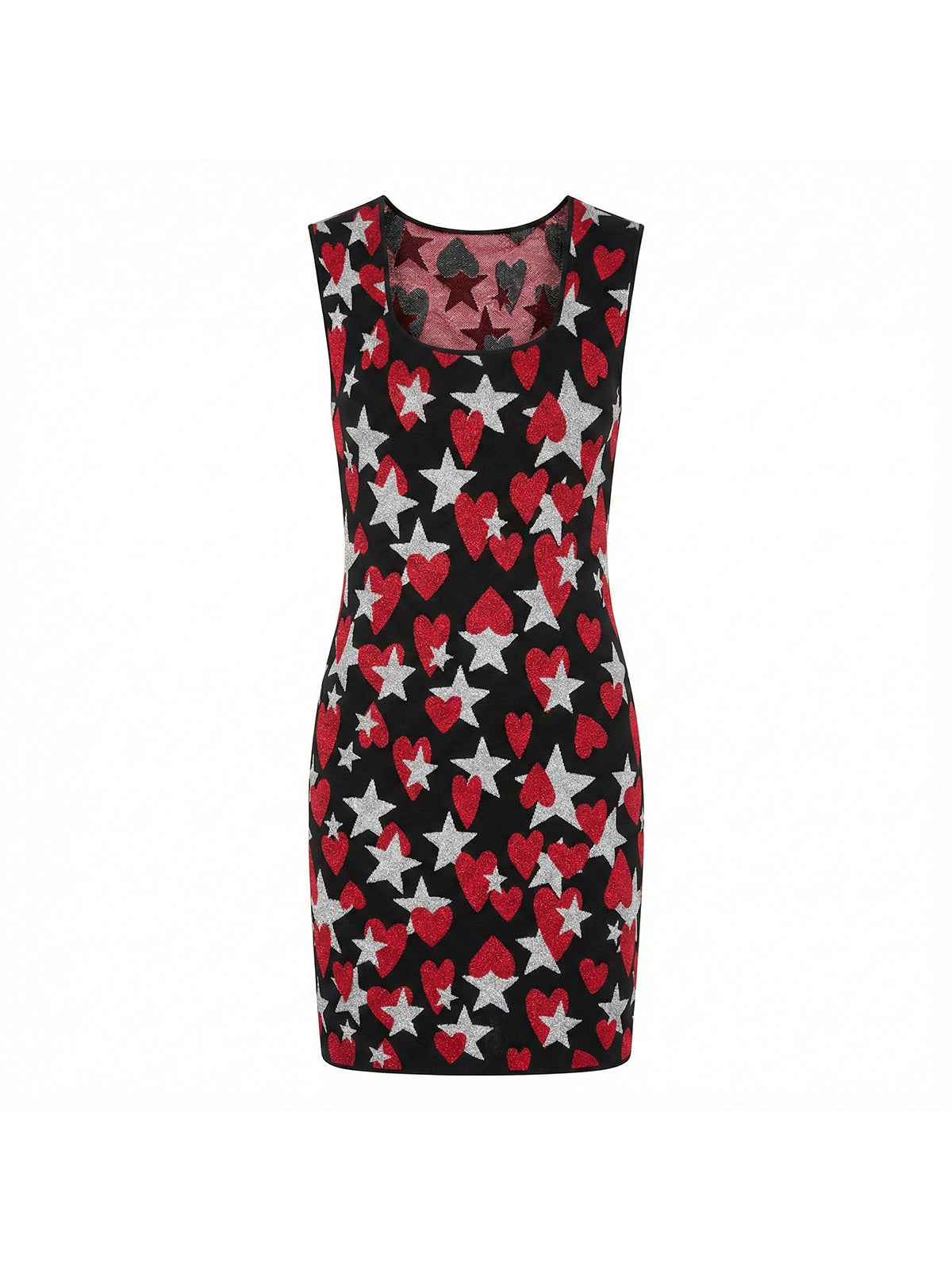 Czarna sukienka mini ESCADA SPORT z motywem serc i gwiazd