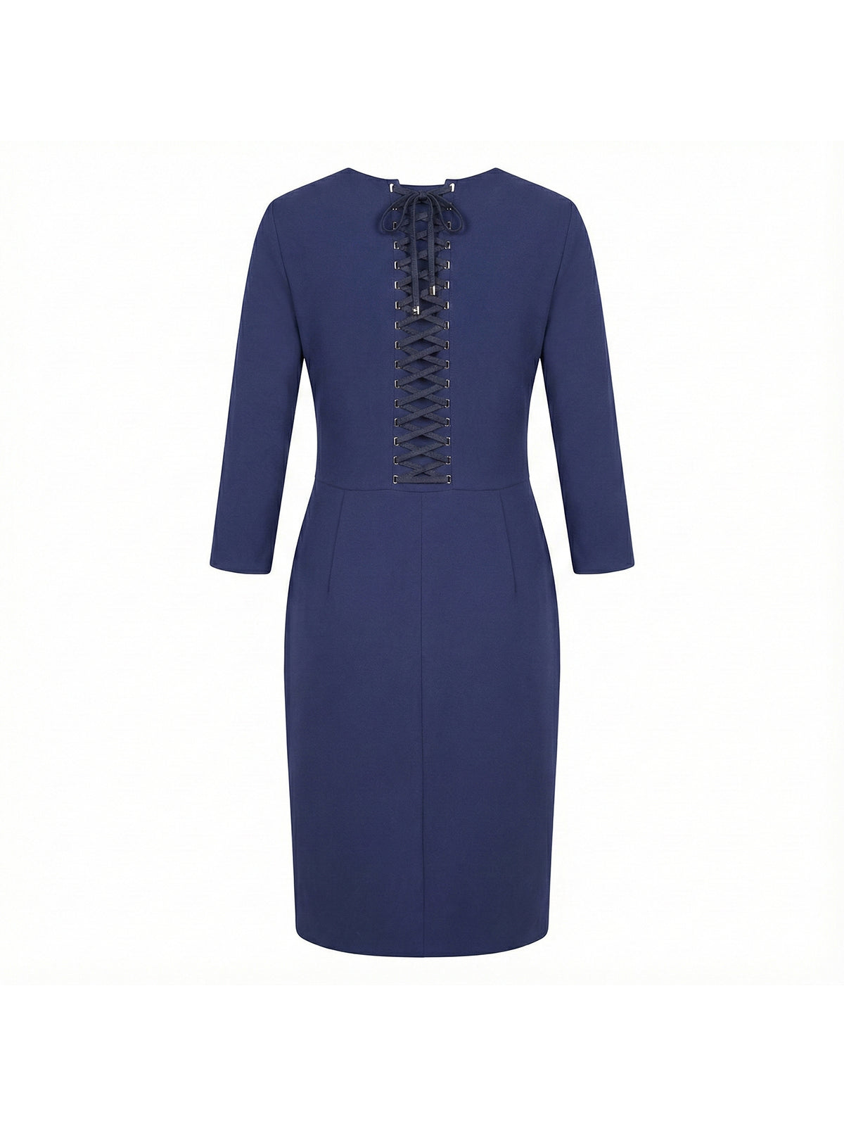 Granatowa sukienka ESCADA midi z długim rękawem