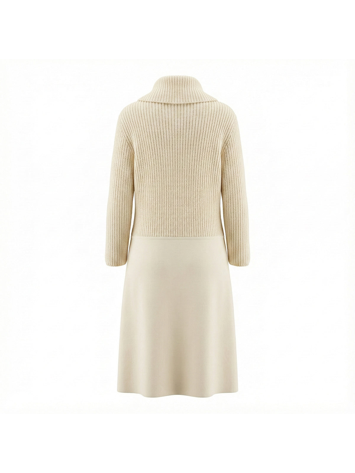 Kremowa sukienka ESCADA łącząca dzianinę i gładką tkaninę