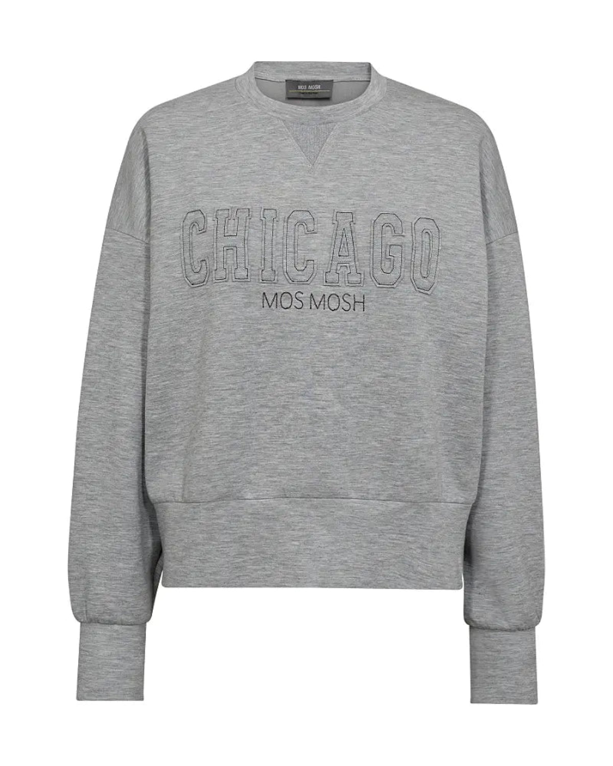 MOS MOSH bluza damska szara bawełniana z nadrukiem CHICAGO