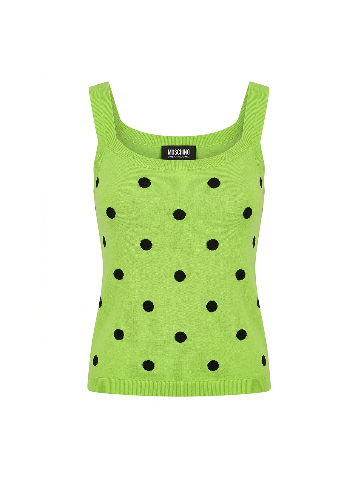 MOSCHINO bluzka zielona dzianinowa top w czarne groszki