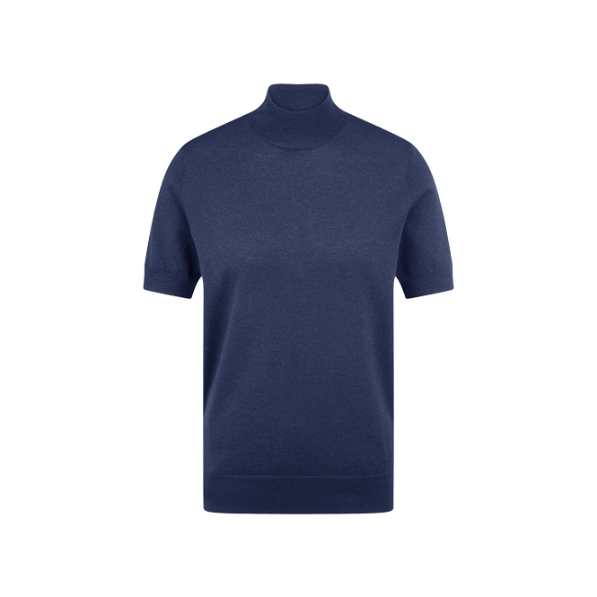 Bluzka RIANI dzianinowa o prostym kroju z golfem szafirowa