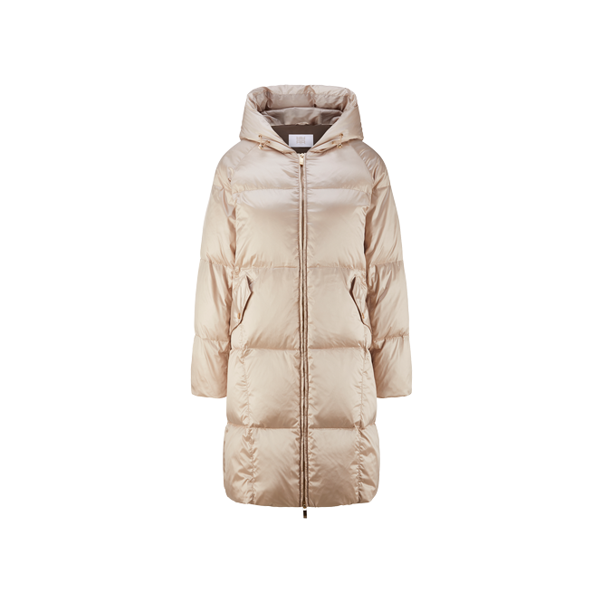 Jasny pikowany płaszcz RIANI ocieplany z kapturem