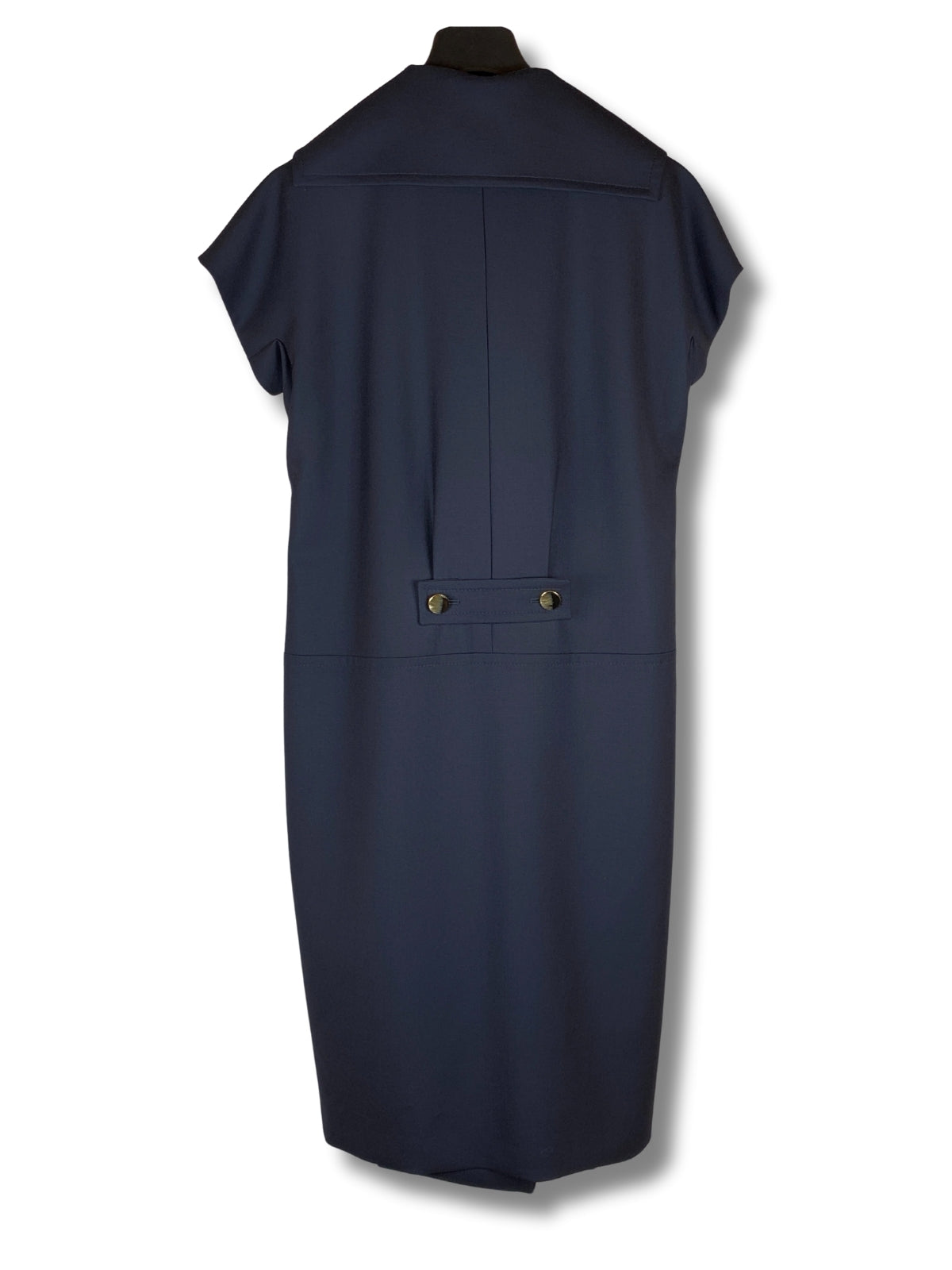 Granatowa elegancka sukienka ESCADA inspirowana marynarką