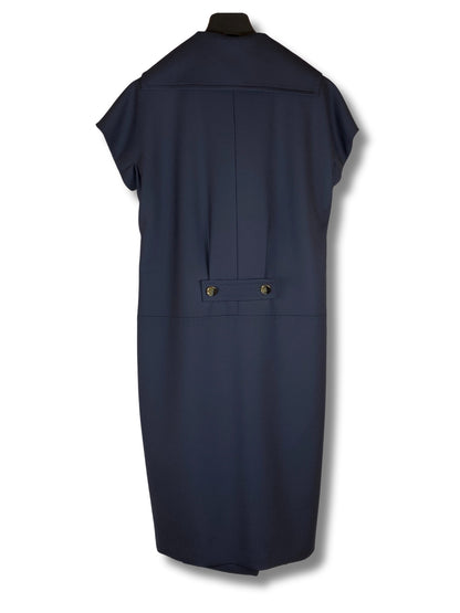 Granatowa elegancka sukienka ESCADA inspirowana marynarką