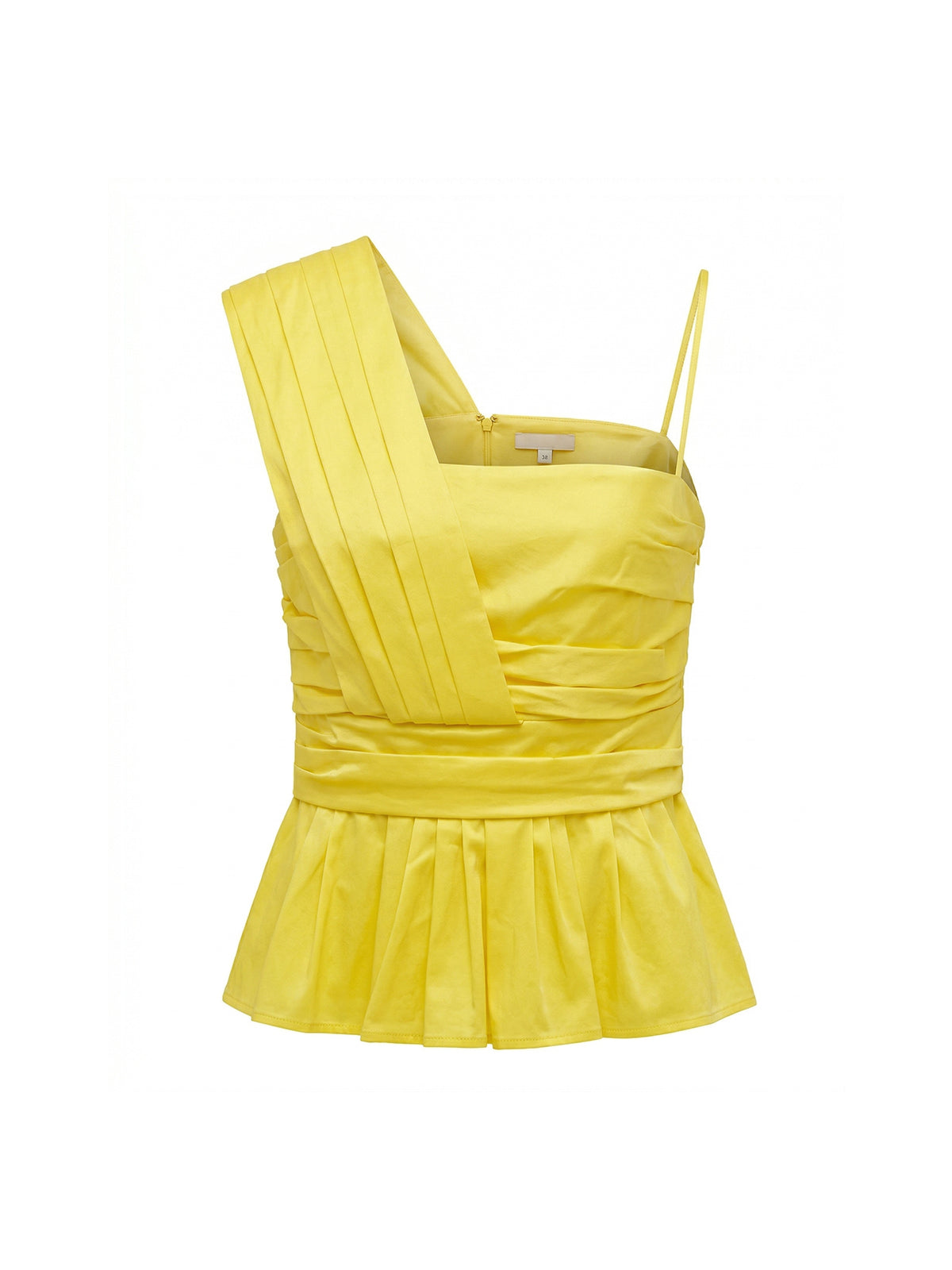 ESCADA top żółty gorsetowy one shoulder z marszczeniem