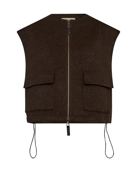 Brązowa wełniana kamizelka MOS MOSH zapinana na zamek