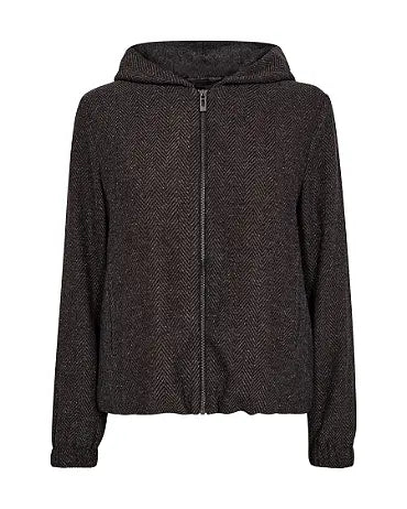 Brązowa kurtka MOS MOSH z kapturem zapinana na zamek