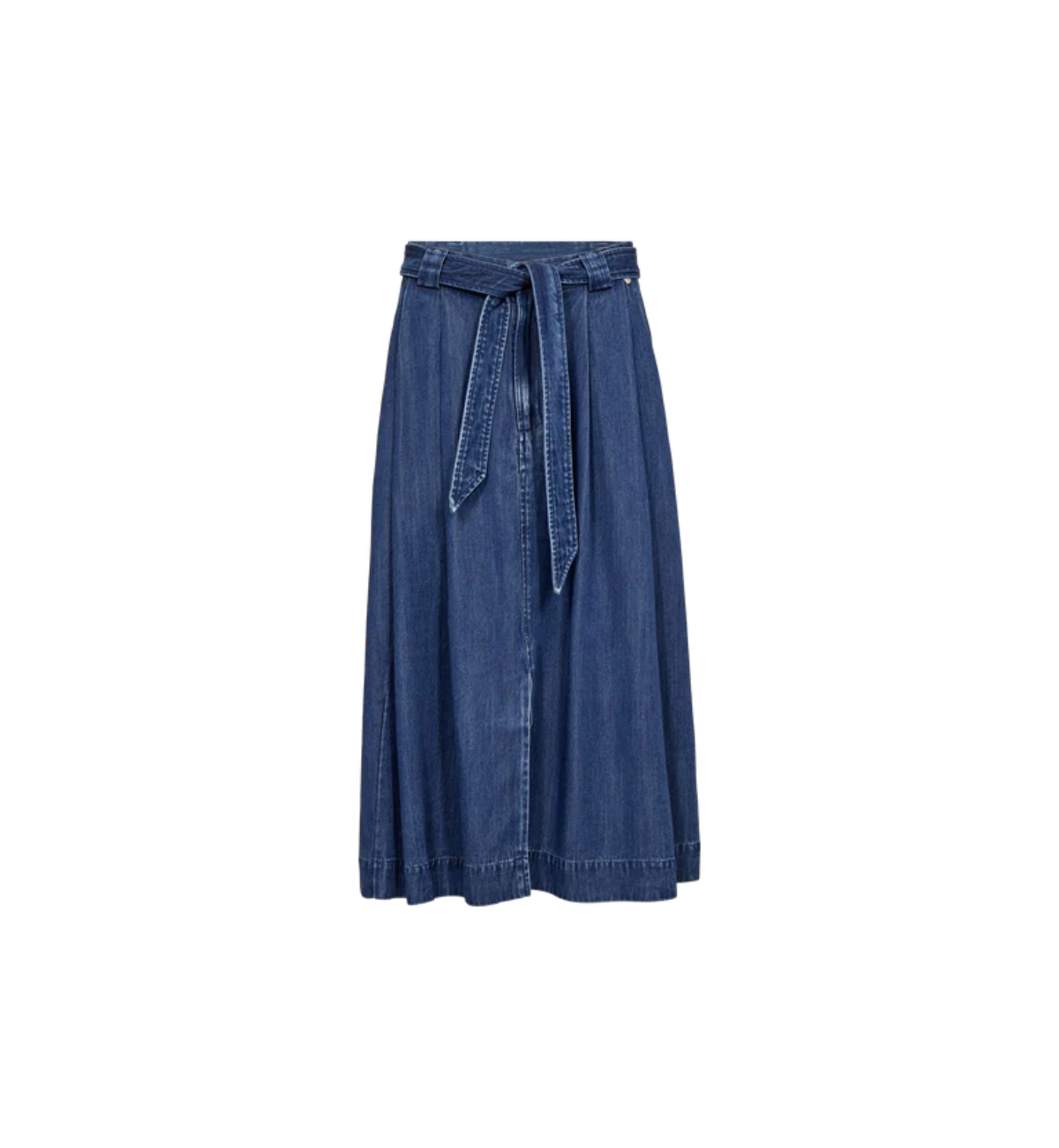 MOS MOSH spódnica jeansowa midi z lejącego denimu w kolorze niebieskim