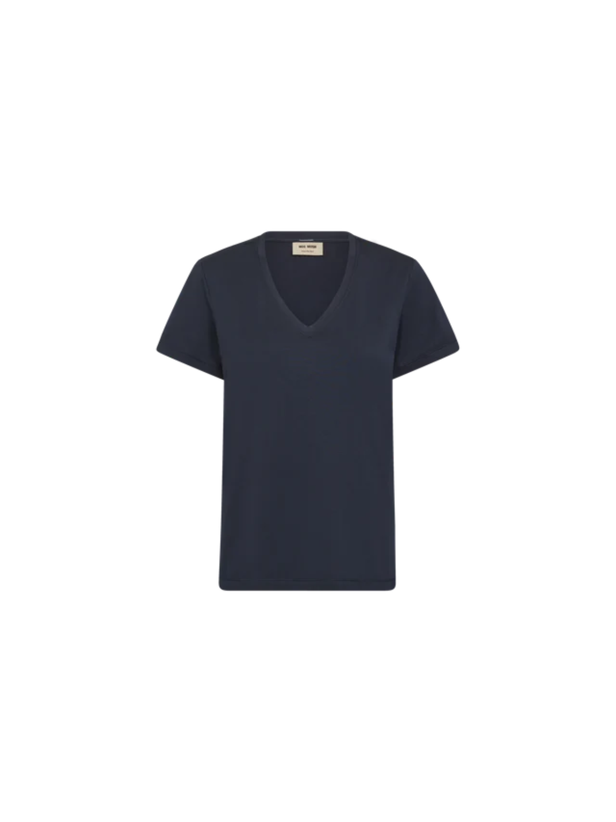 MOS MOSH t-shirt damski granatowy z dekoltem V i krótkim rękawem