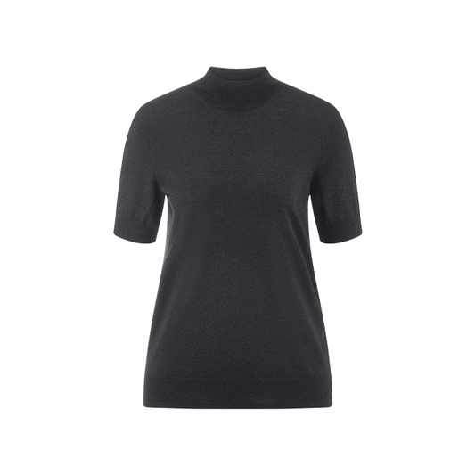 Dzianinowa bluzka RIANI z krótkim rękawem i golfem czarna